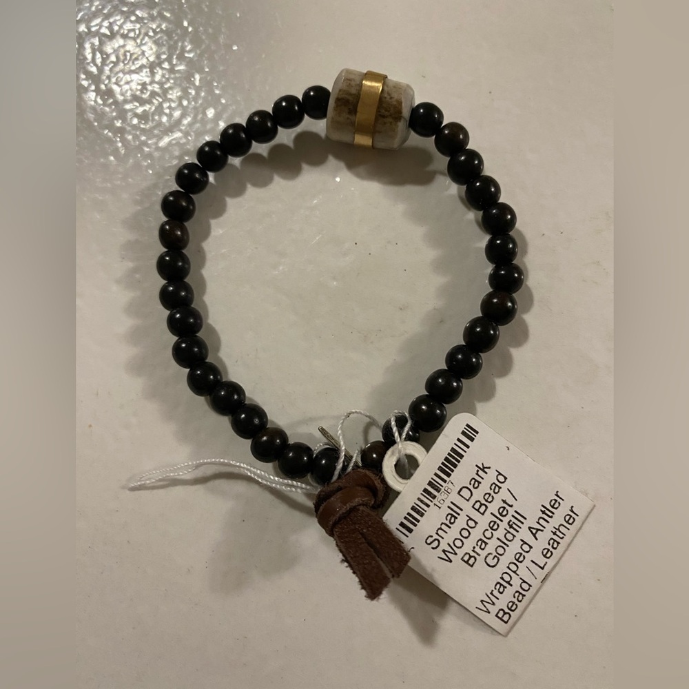 CLP (Christy Lea Payne) Dark Wooden Beads Goldfill Wrapped Antler Bead